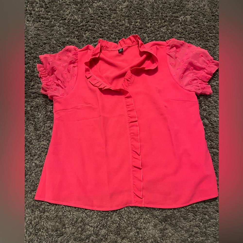 Women’s SHEIN Pink Ruffle Blouse